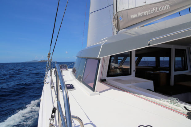 Sailing to Windward in a catamaran
