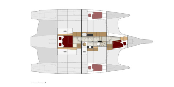 LEEN 50 Trimaran Layout hulls - Aeroyacht Multihull Specialists