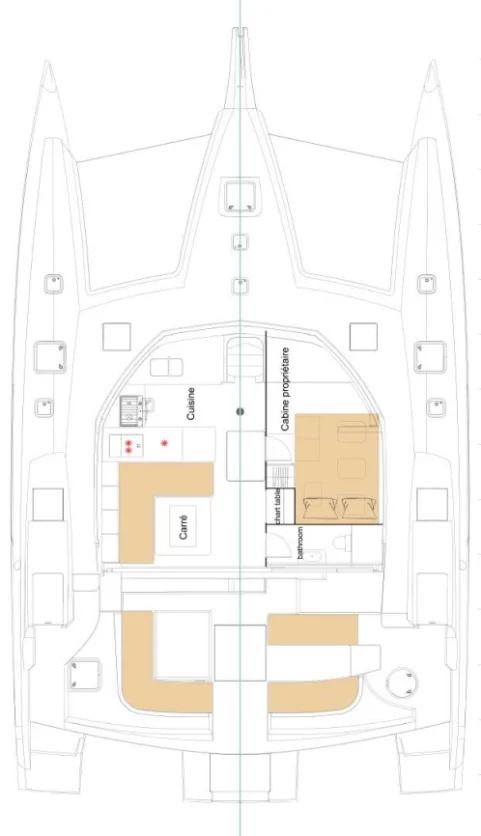 Neel 47 multihull 4 cabin Layout