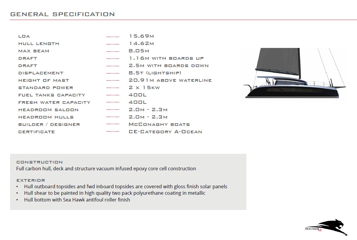 Panther 48 performance multihull by McConaghy Boats