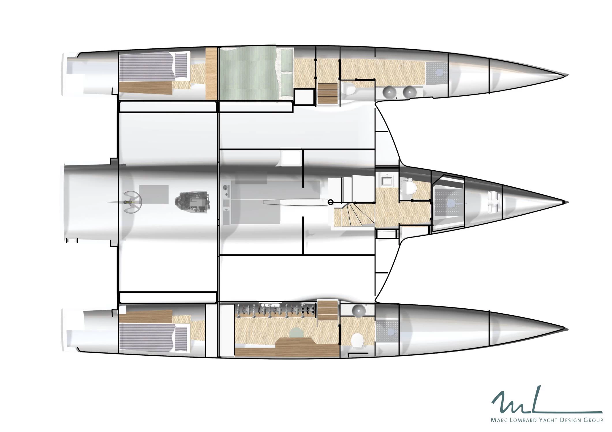 NEEL 48 multihull accommodations Layout